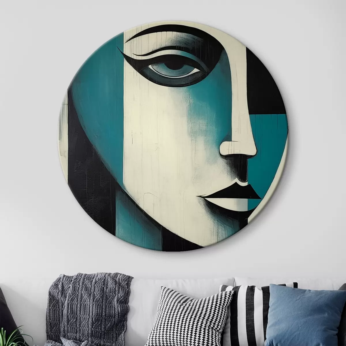 Ronde schilderijen Abstract vrouwenportret r45436