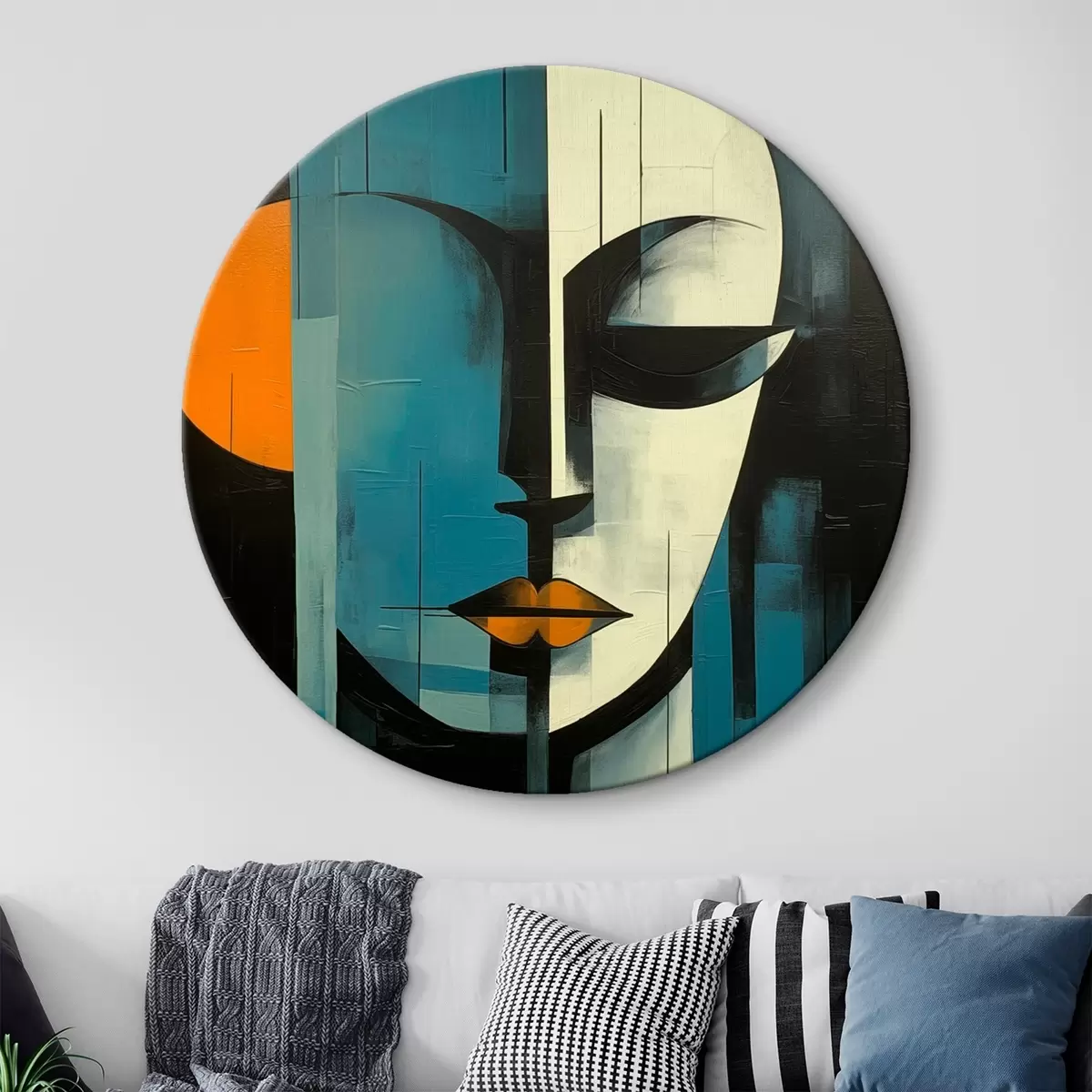 Ronde schilderijen Abstract vrouwenportret r45437