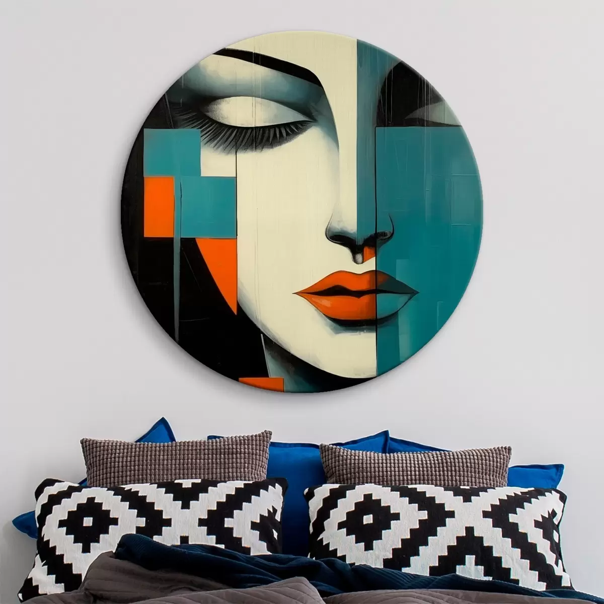 Ronde schilderijen Abstract vrouwenportret r45438