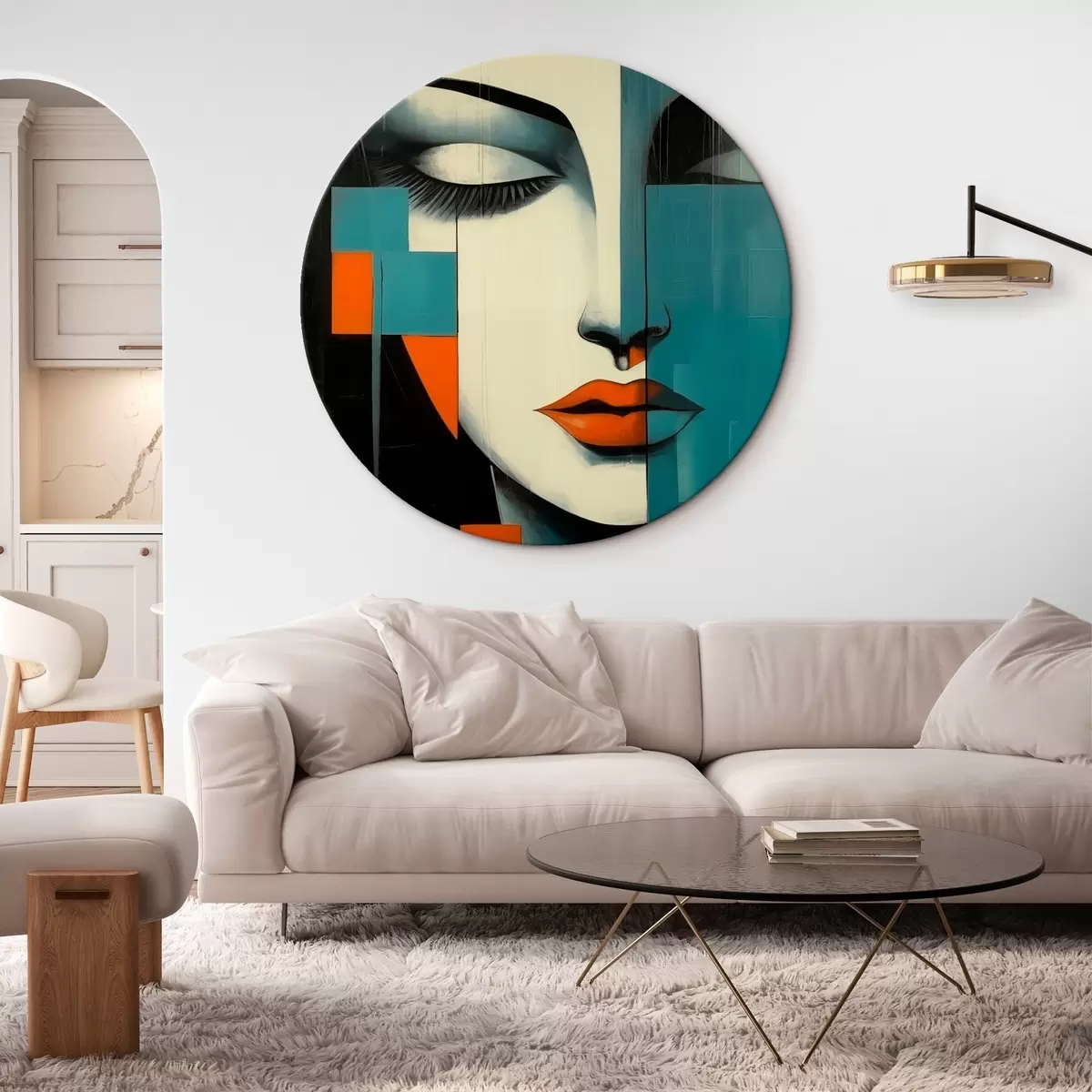 Ronde schilderijen Abstract vrouwenportret r45438
