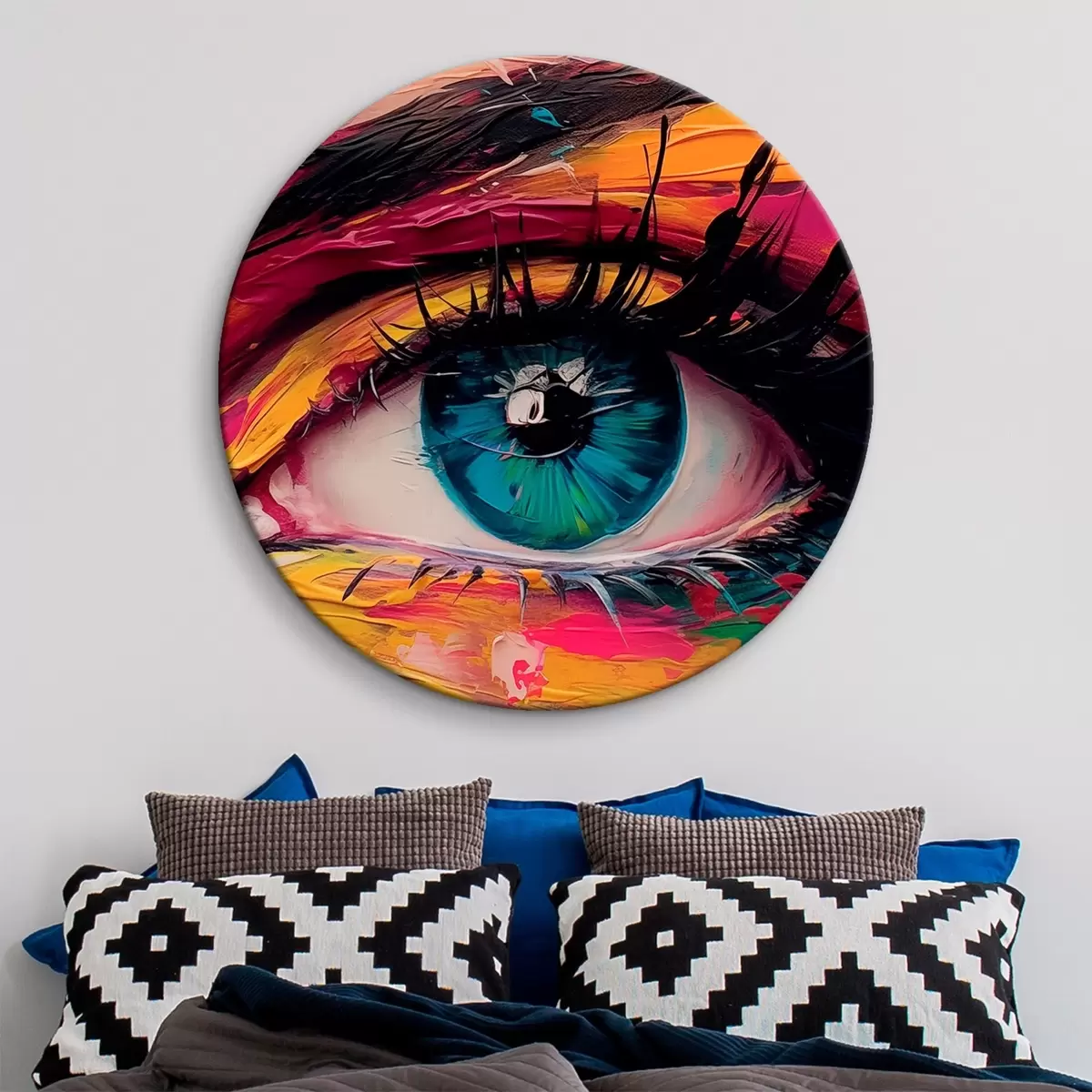 Ronde schilderijen Oog op een abstracte achtergrond r45440