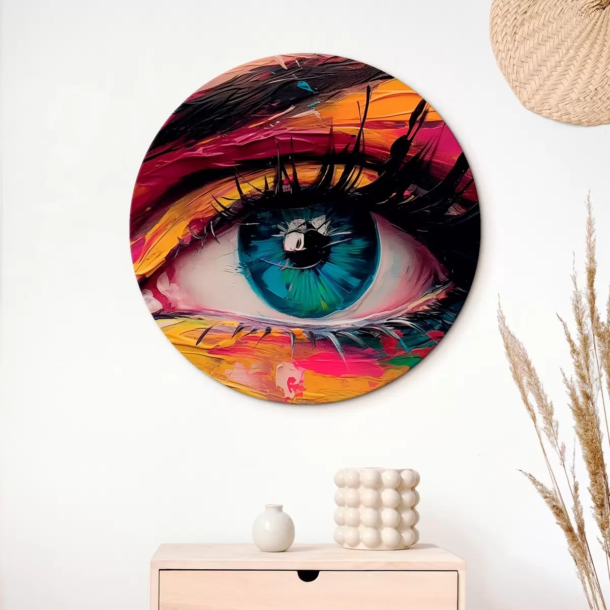 Ronde schilderijen Oog op een abstracte achtergrond r45440