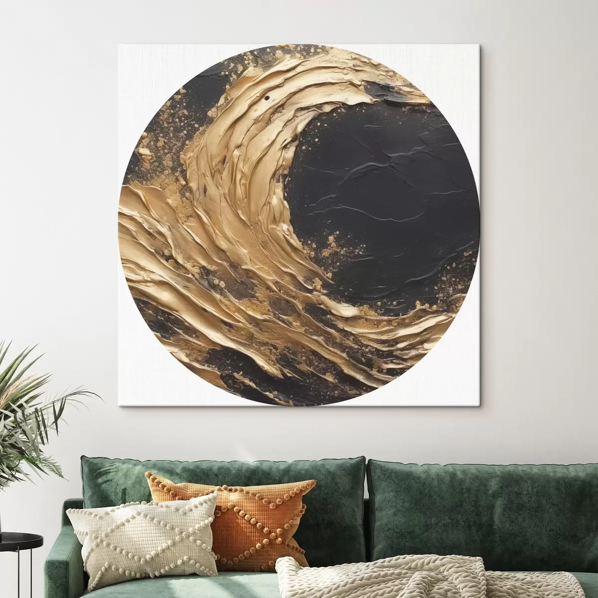 Ronde schilderijen Abstracte golf in oranje tinten r45441