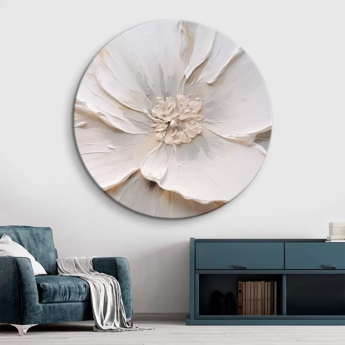 Ronde schilderijen Grote bloem r45443