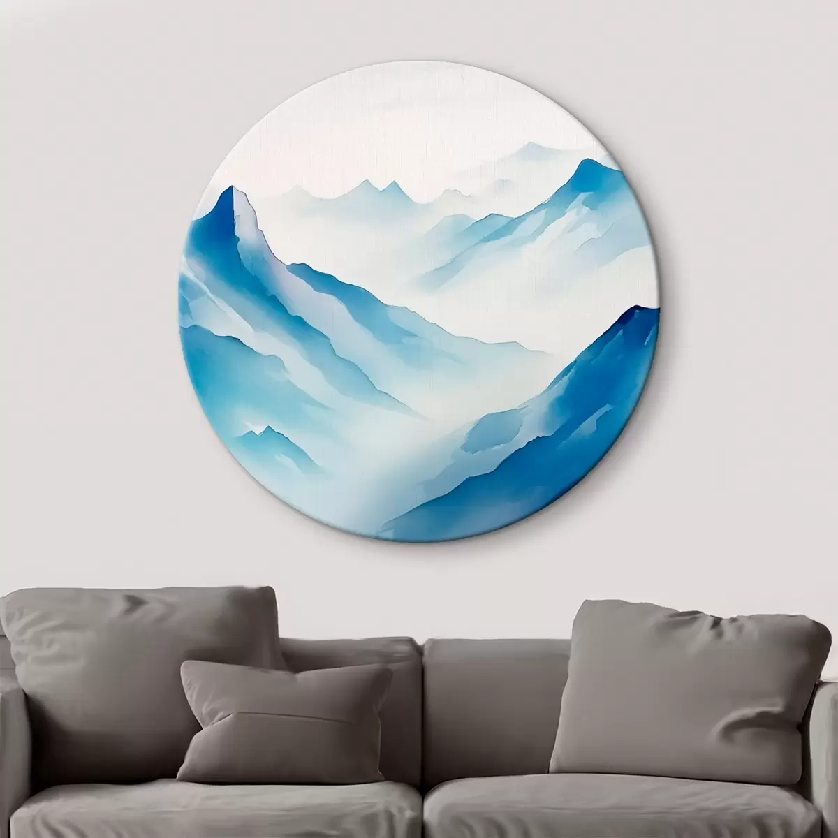 Ronde schilderijen Bergketens in mist Geometrie r45445