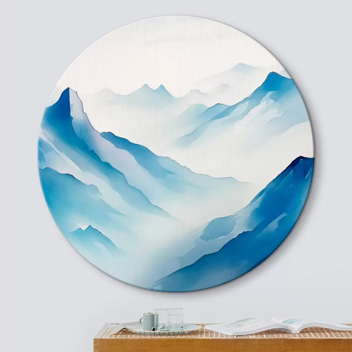 Ronde schilderijen Bergketens in mist Geometrie r45445