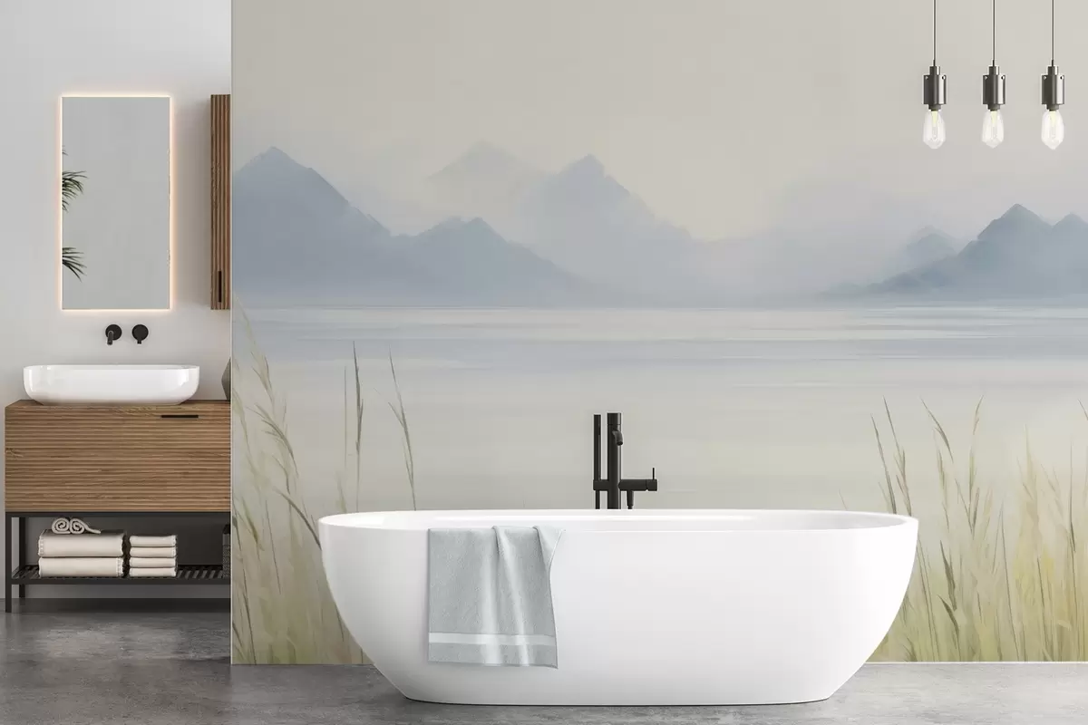 Fotobehang Bergmeer w04409