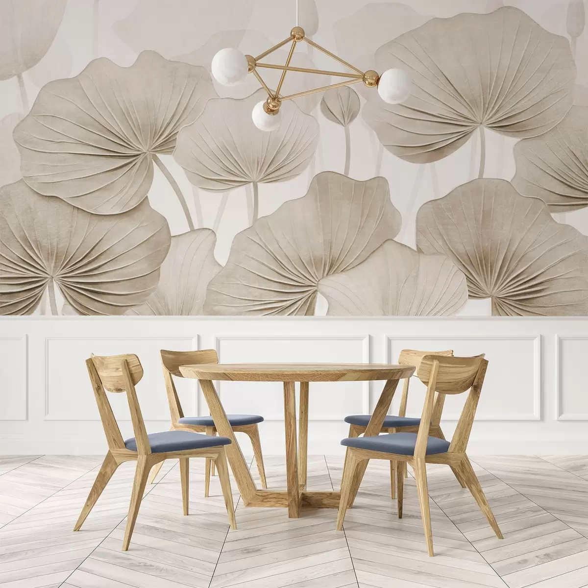 Fotobehang Lotusbladeren met imitatie verweerde textuur w04412v1