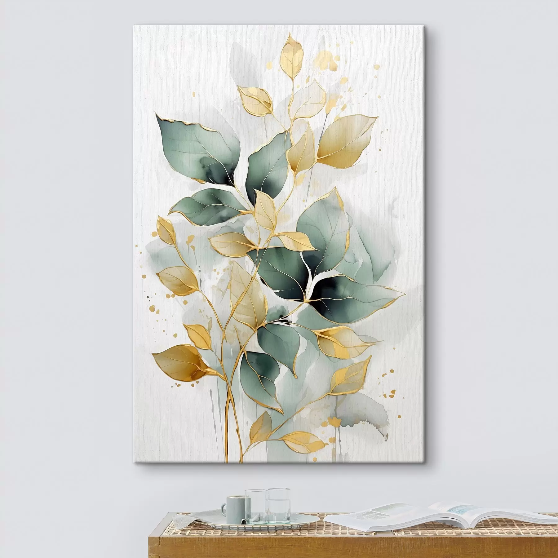  Schilderijen Abstracte tak met bladeren s45366