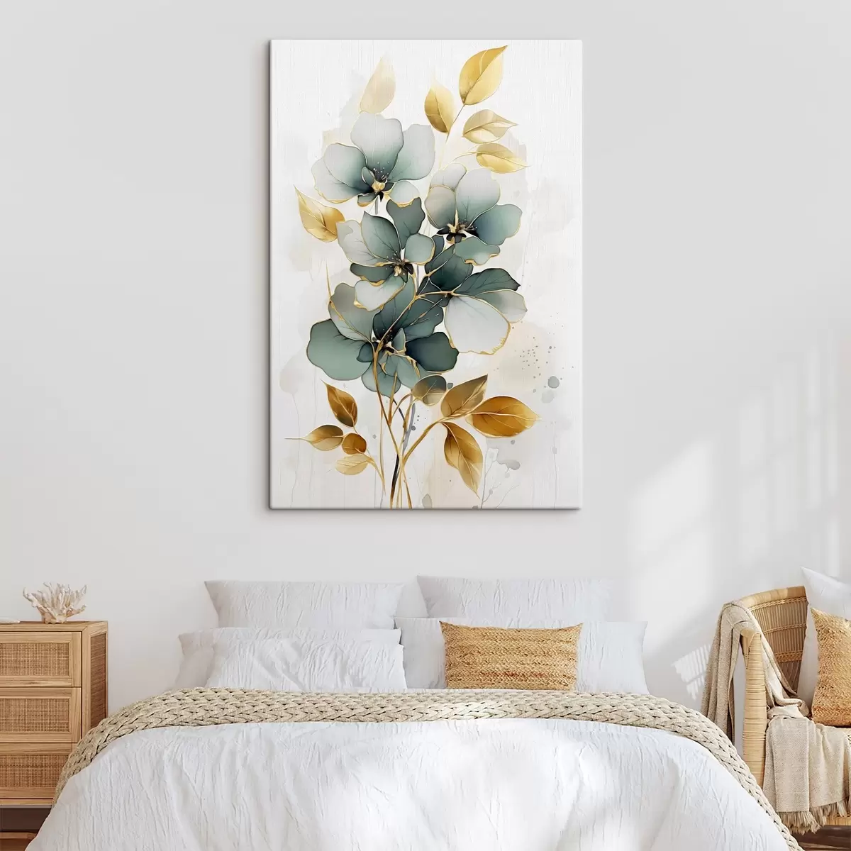  Schilderijen Abstracte tak met bloemen en bladeren s45367