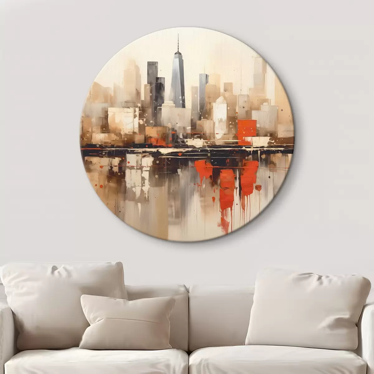 Ronde schilderijen Abstract stadslandschap r45368