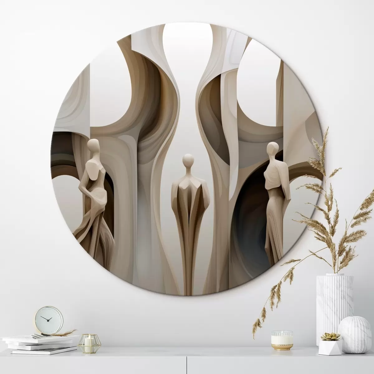 Ronde schilderijen Abstractie met silhouetten r45371