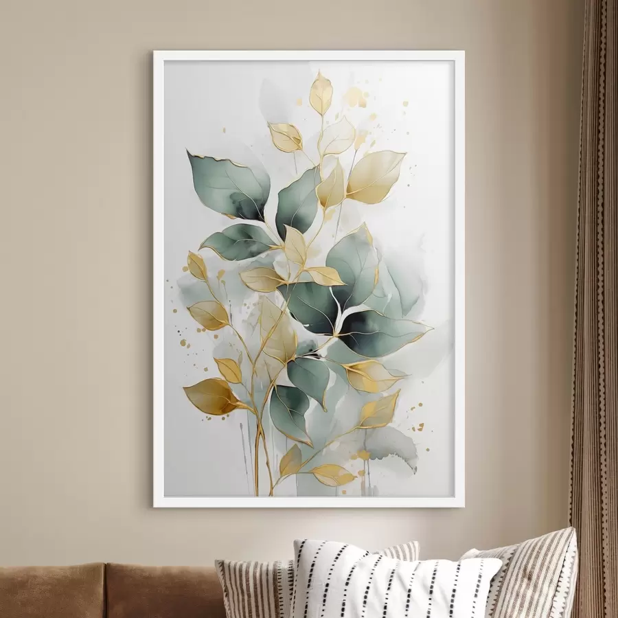 Fotobehang Bladeren met een vleugje goud f45366