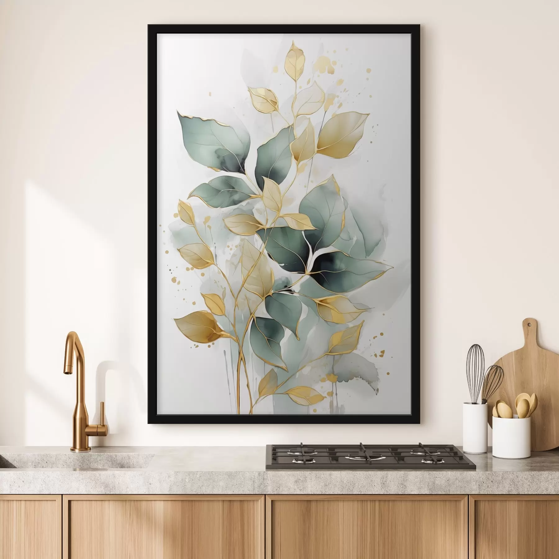 Fotobehang Abstracte tak met bladeren f45366