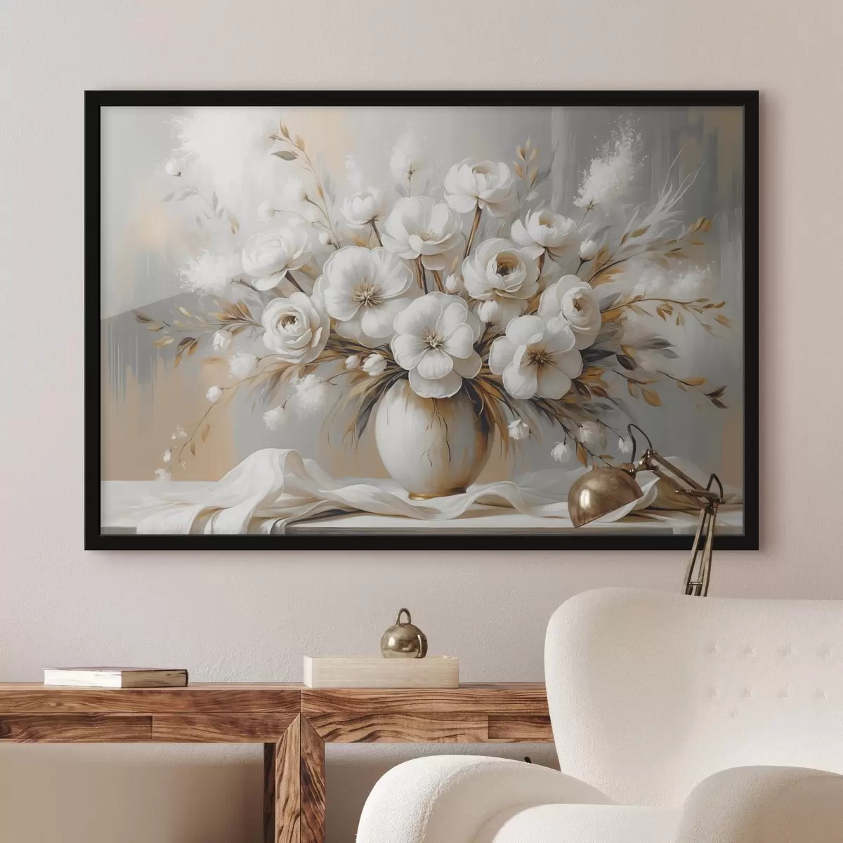 Poster Een delicaat boeket bloemen in een vaas f45375