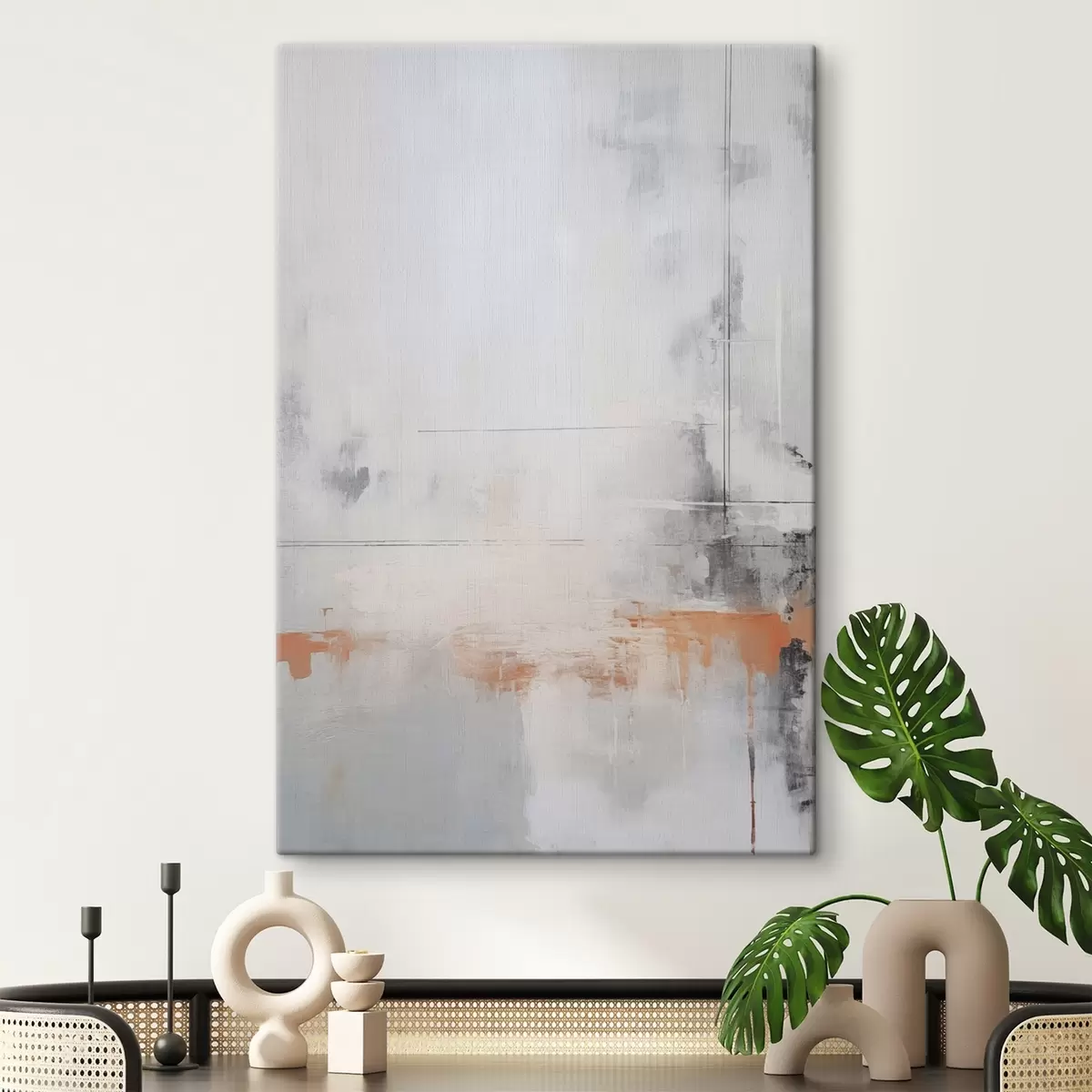  Schilderijen Moderne abstractie met imitatie van versleten textuur s45451