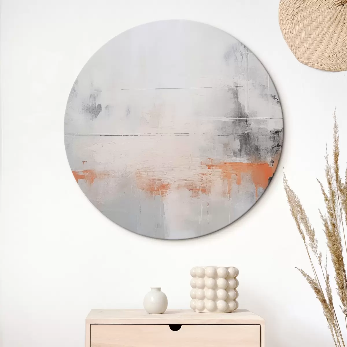Ronde schilderijen Moderne abstractie met imitatie van versleten textuur r45451