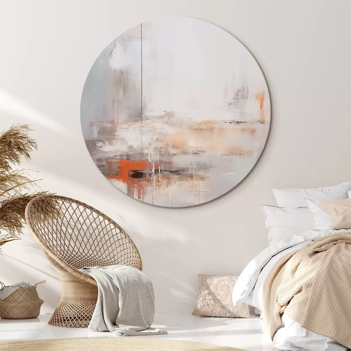 Ronde schilderijen Moderne abstractie met imitatie van versleten textuur r45452