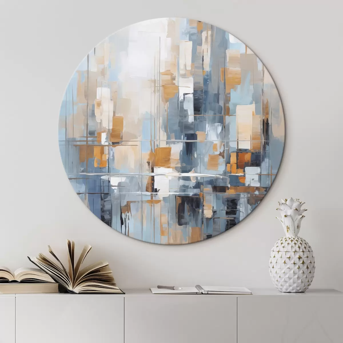 Ronde schilderijen Abstractie imitatie van penseelstreken r45455