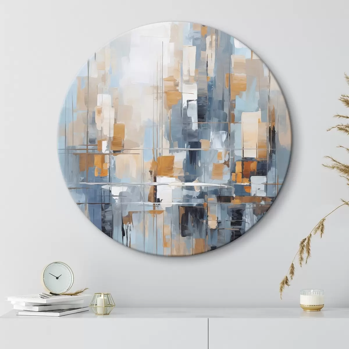 Ronde schilderijen Abstractie imitatie van penseelstreken r45455