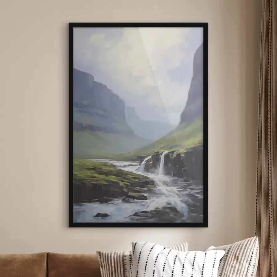 Fotobehang Landschap met een rivier bij de fjorden f45459