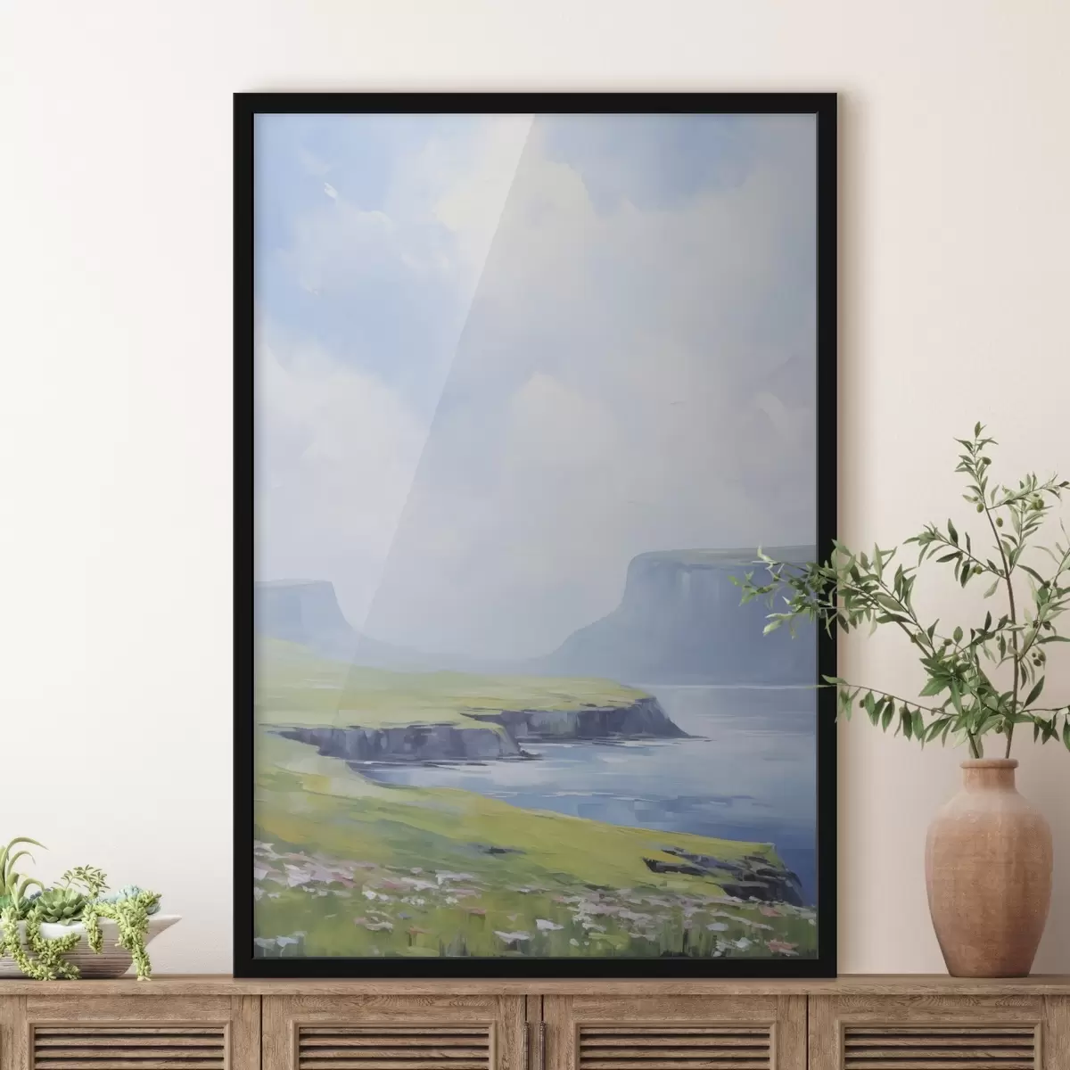 Poster Kust met fjorden op de achtergrond f45460
