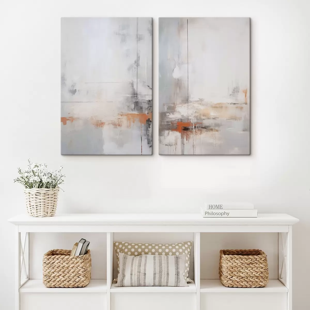  Schilderijen Moderne abstractie met imitatie van versleten textuur m00623