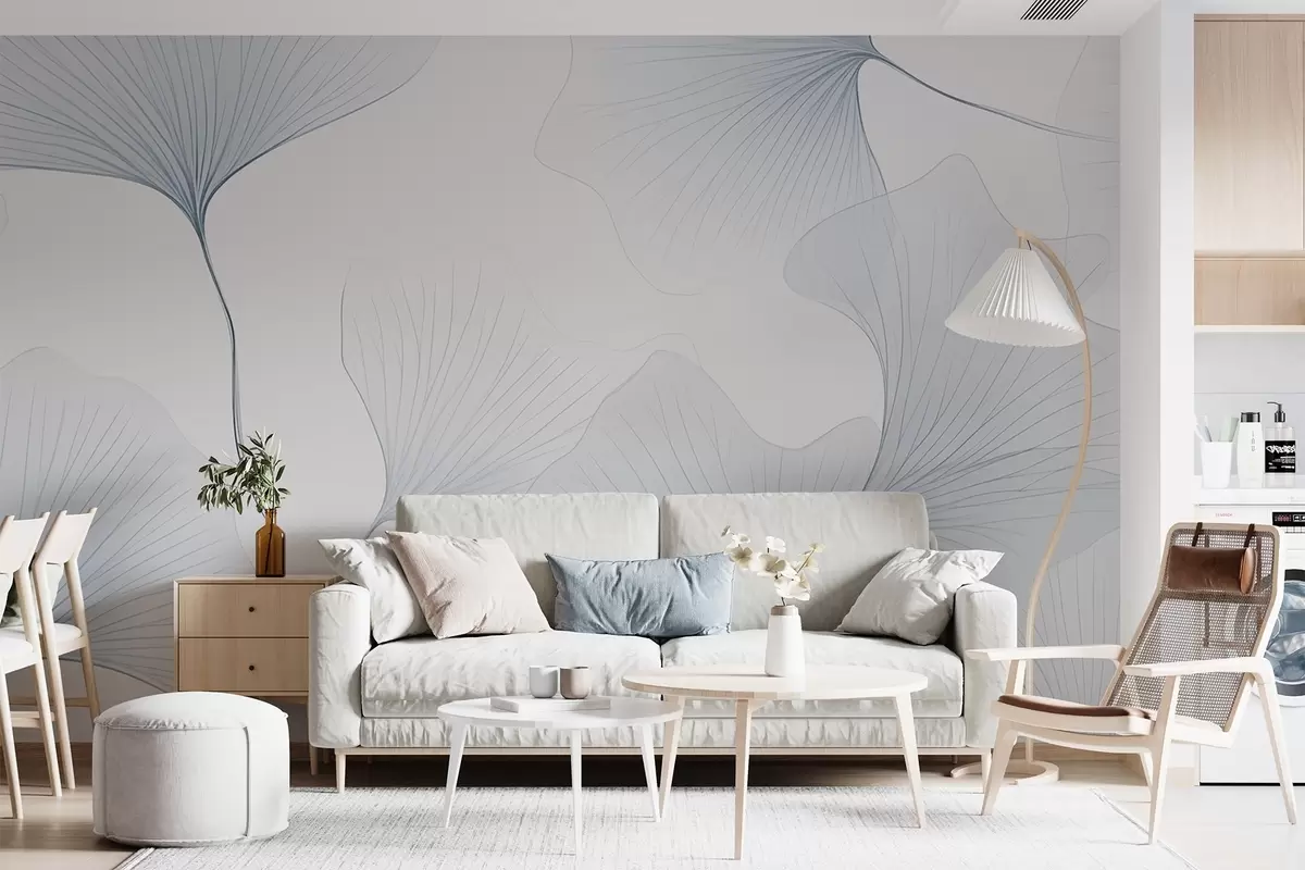 Fotobehang Transparante ginkgobladeren w04433