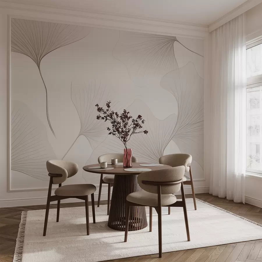 Fotobehang Transparante ginkgobladeren w04433v1