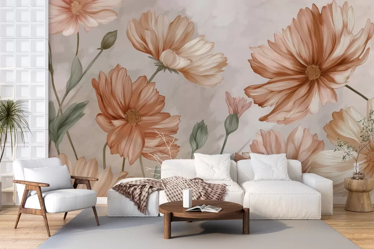 Fotobehang Grote bloemen w04420