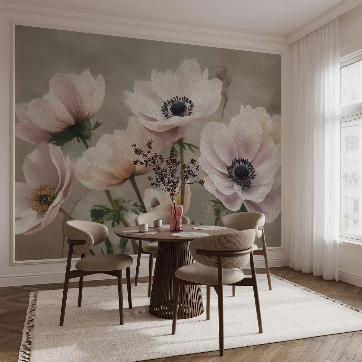 Fotobehang Bloemen in pastelstijl w04427