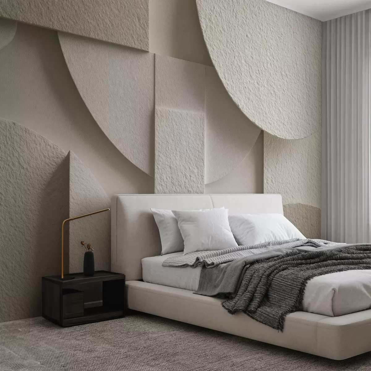 Fotobehang Abstracte compositie van beige geometrische vormen w04395