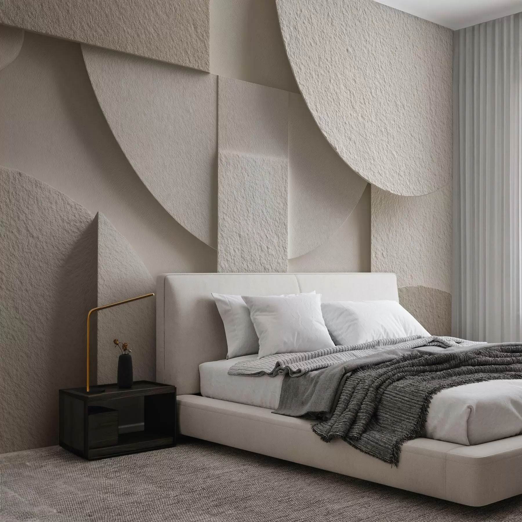 Fotobehang Abstracte compositie van beige geometrische vormen w04395