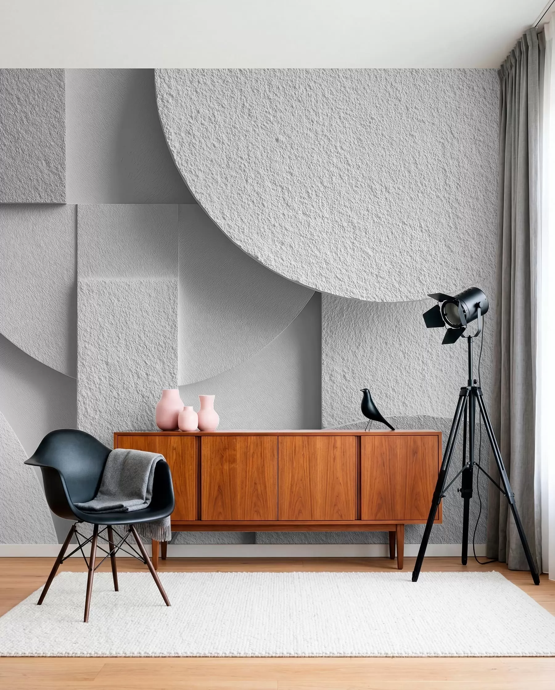 Fotobehang Abstracte compositie met witte driedimensionale geometrische vormen w04395v1