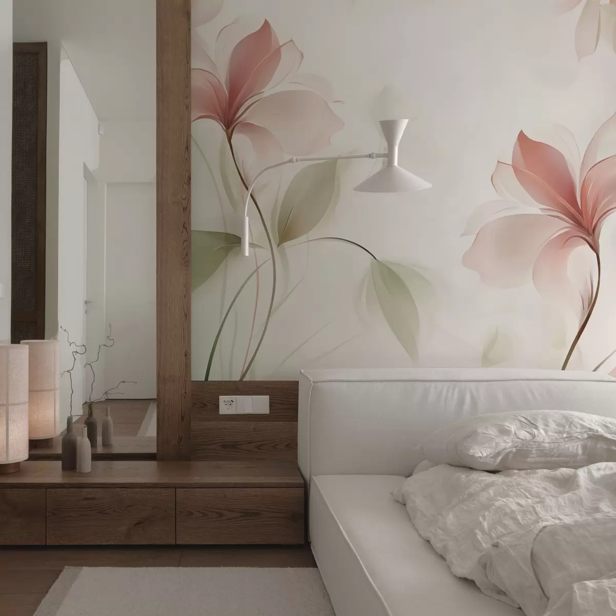 Fotobehang Transparante bloemen in delicate roze en pasteltinten w04397v2