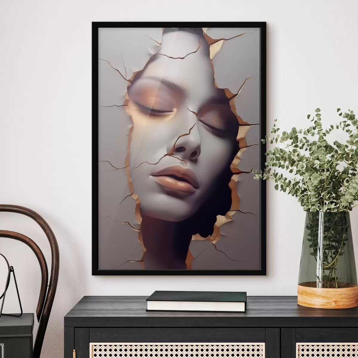 Poster Gezicht in barsten f45461