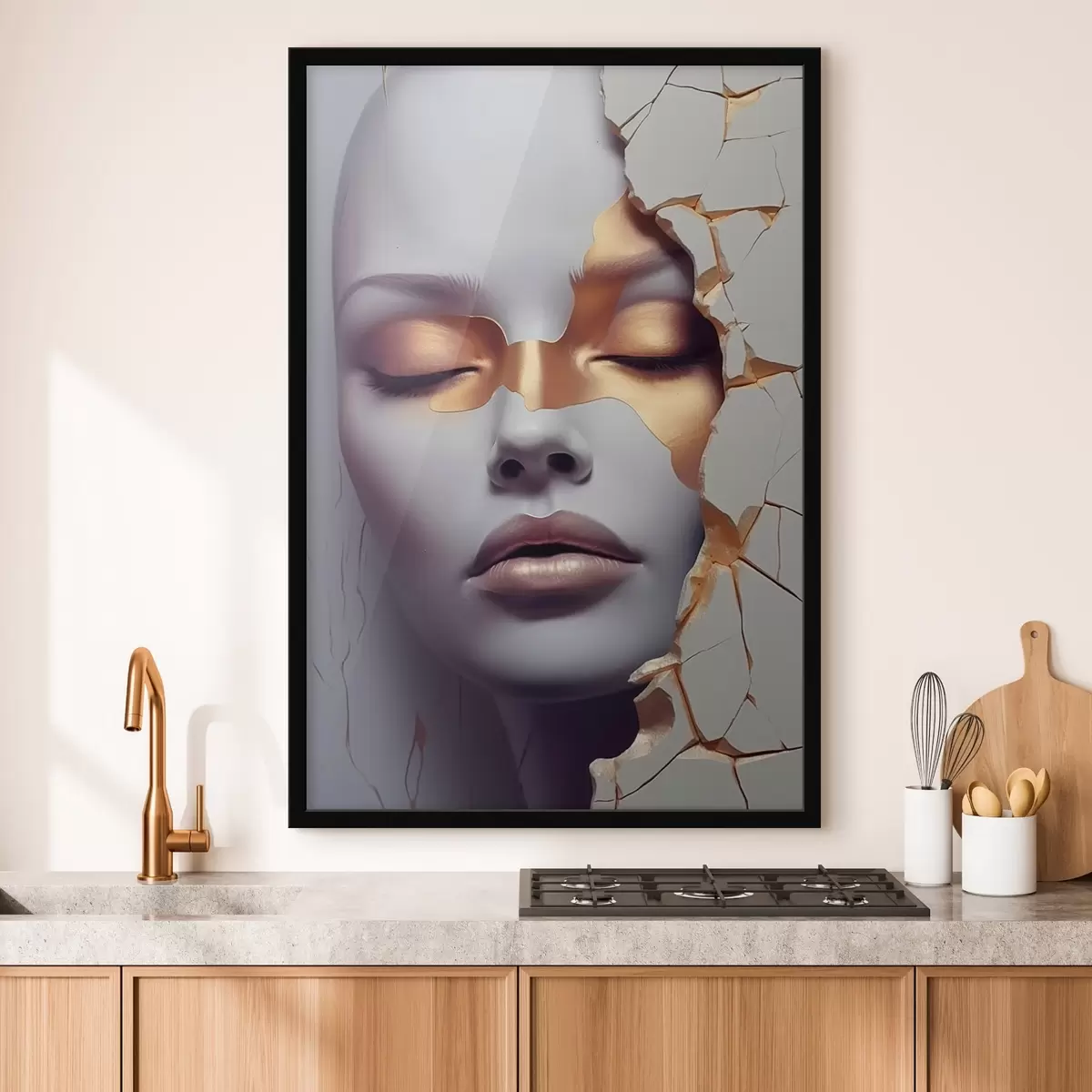 Poster Gezicht in barsten f45462