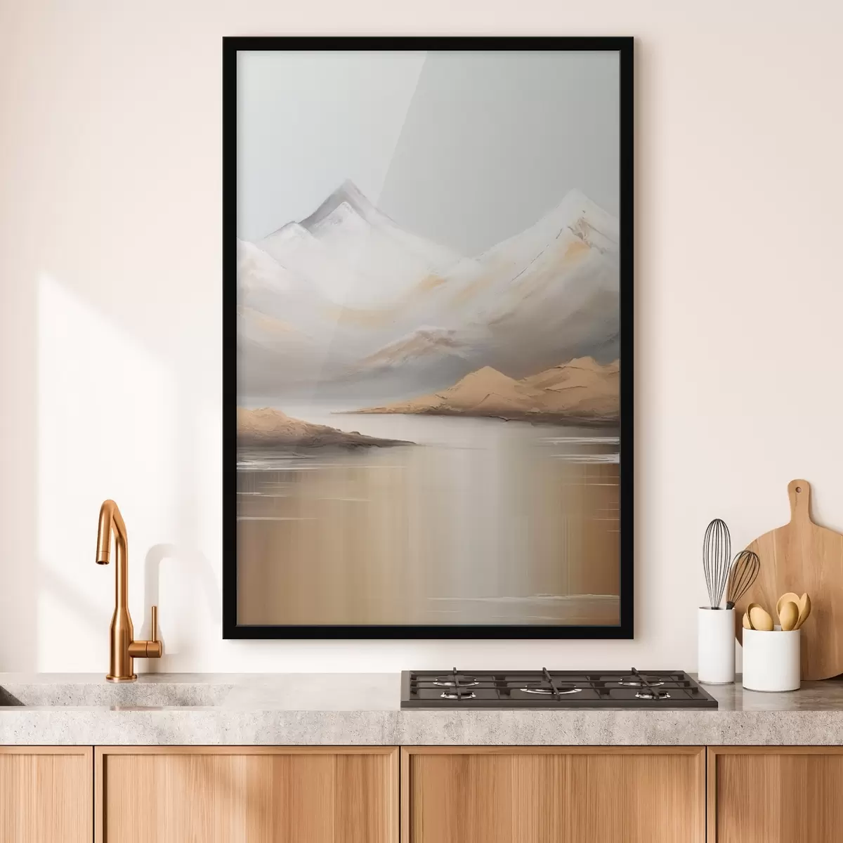 Poster Bergmeer onder besneeuwde toppen f45466