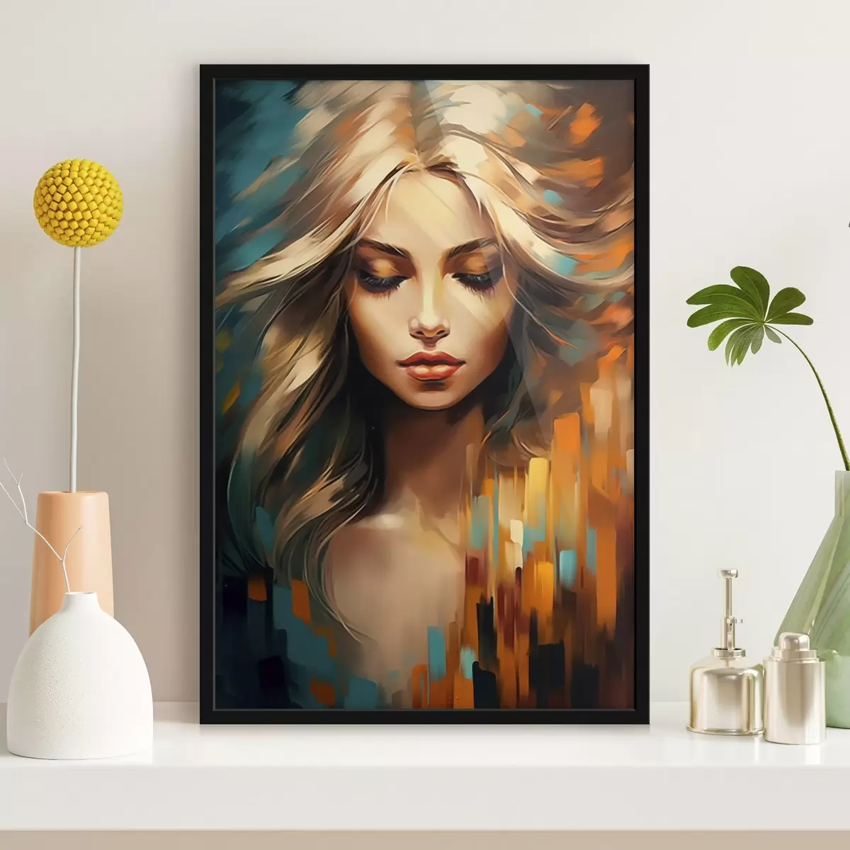 Poster Abstract vrouwenportret f45469
