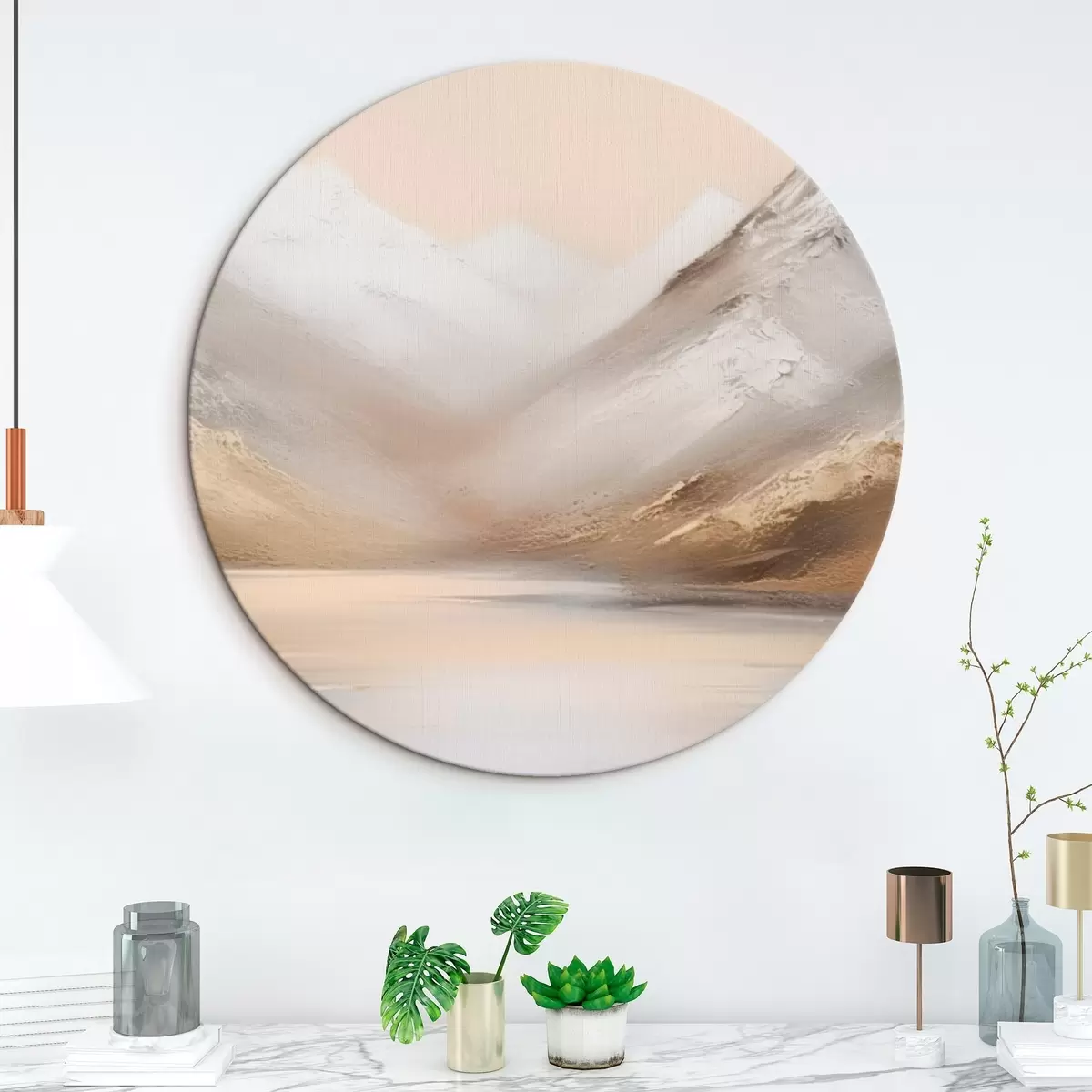 Ronde schilderijen Bergmeer bij zonsopgang r45465