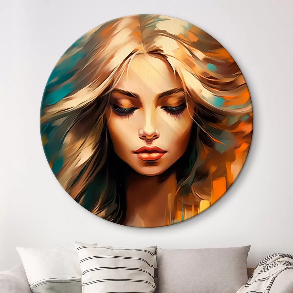 Ronde schilderijen Abstract vrouwenportret r45469