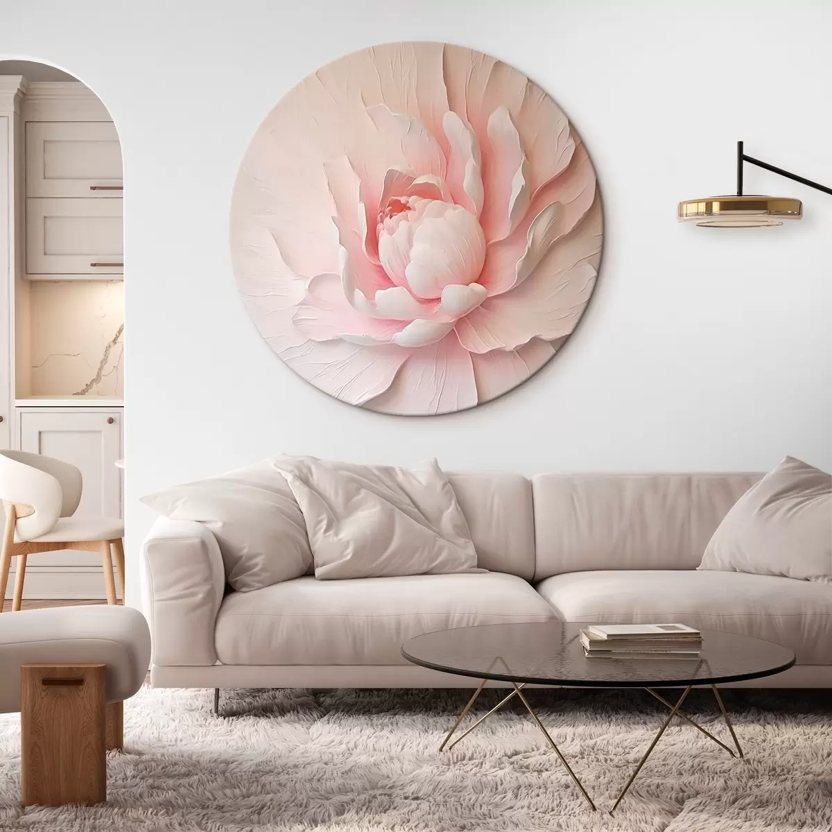 Ronde schilderijen Grote roze pioen r45470