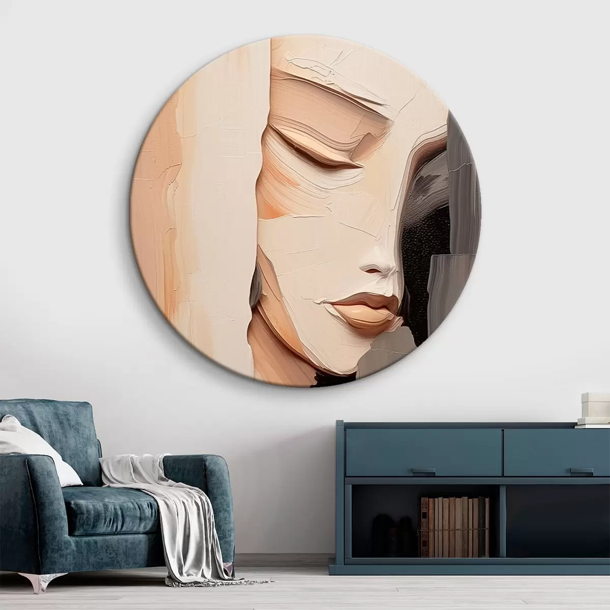 Ronde schilderijen Abstract vrouwenportret r45478