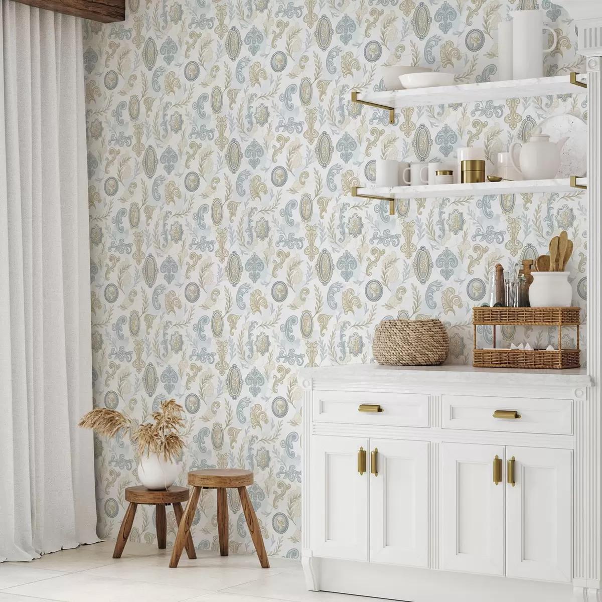 Behang Klassiek ornament met medaillons en patronen a00319