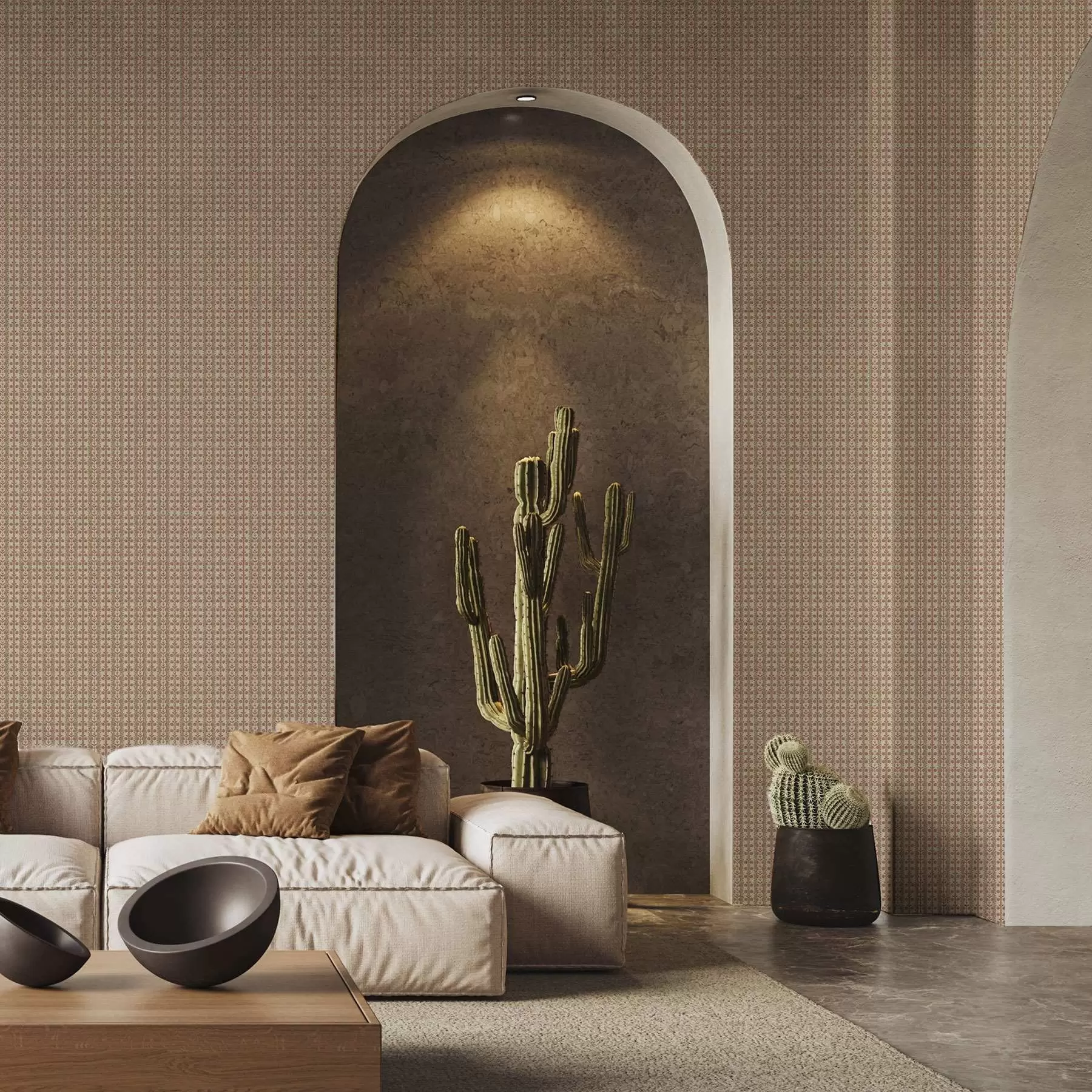 Fotobehang Gestreept ornament met rode bloemen a00341