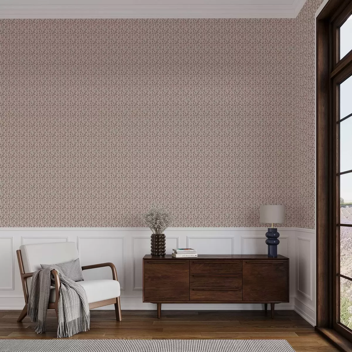 Behang Roze rozen op een beige achtergrond a00346