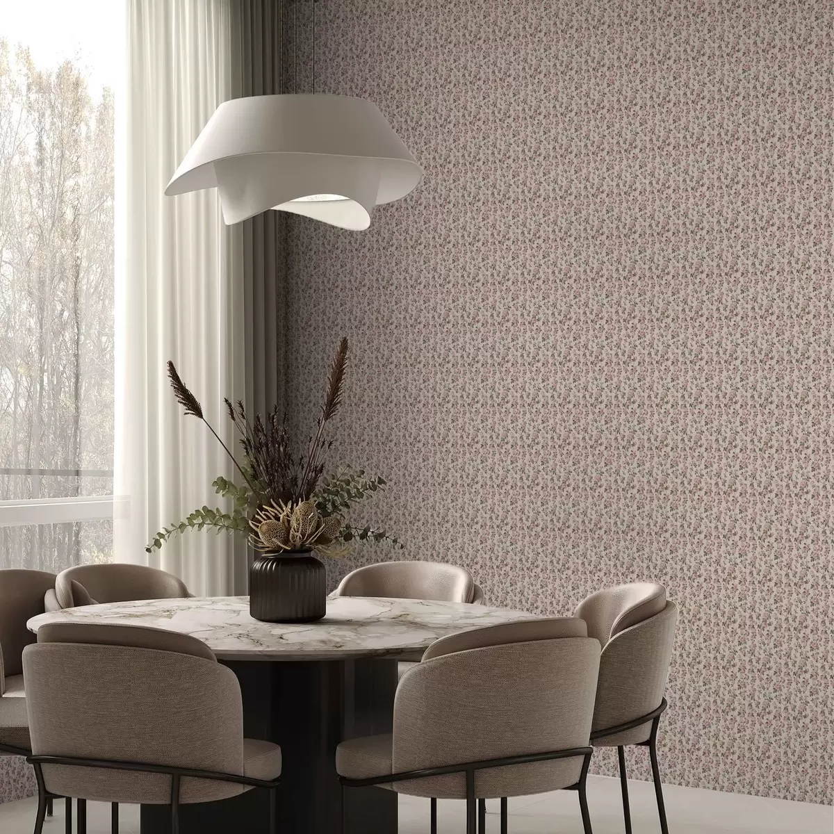 Behang Roze rozen op een beige achtergrond a00346