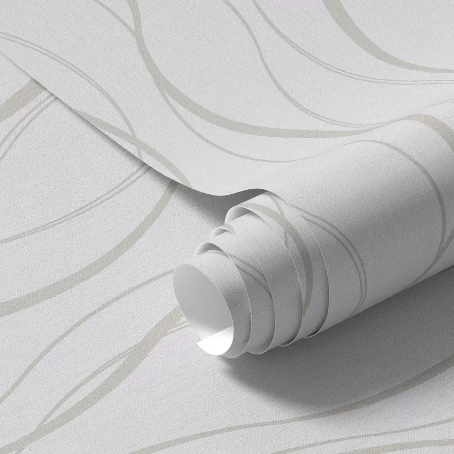 Fotobehang Abstracte golvende beige lijnen op een witte achtergrond a00480