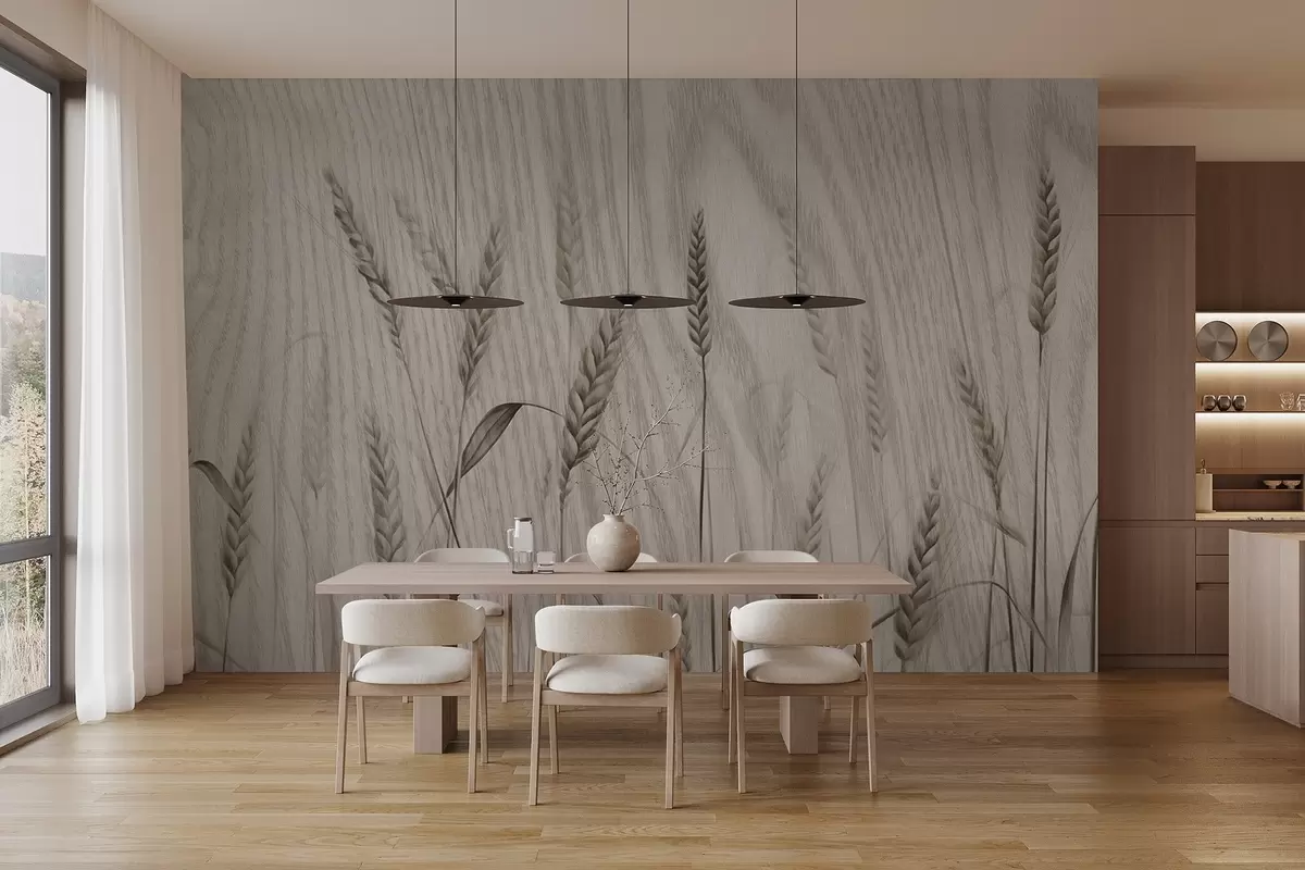 Fotobehang Korenaren op een gestructureerde achtergrond w04437