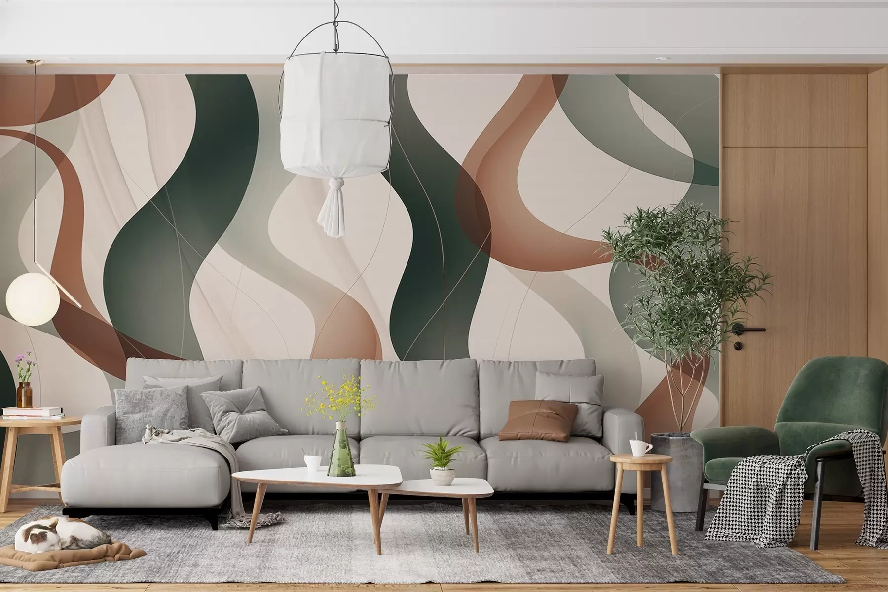 Fotobehang Golvende abstracte lijnen w04434